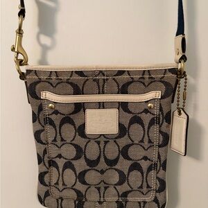 Coach Black and Tan Signature Crossbody Bag